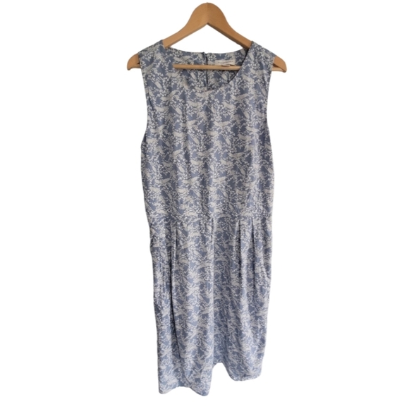 Christopher and Banks Blue and White Floral Print Sleeveless Summer Dress Size L - Picture 1 of 3